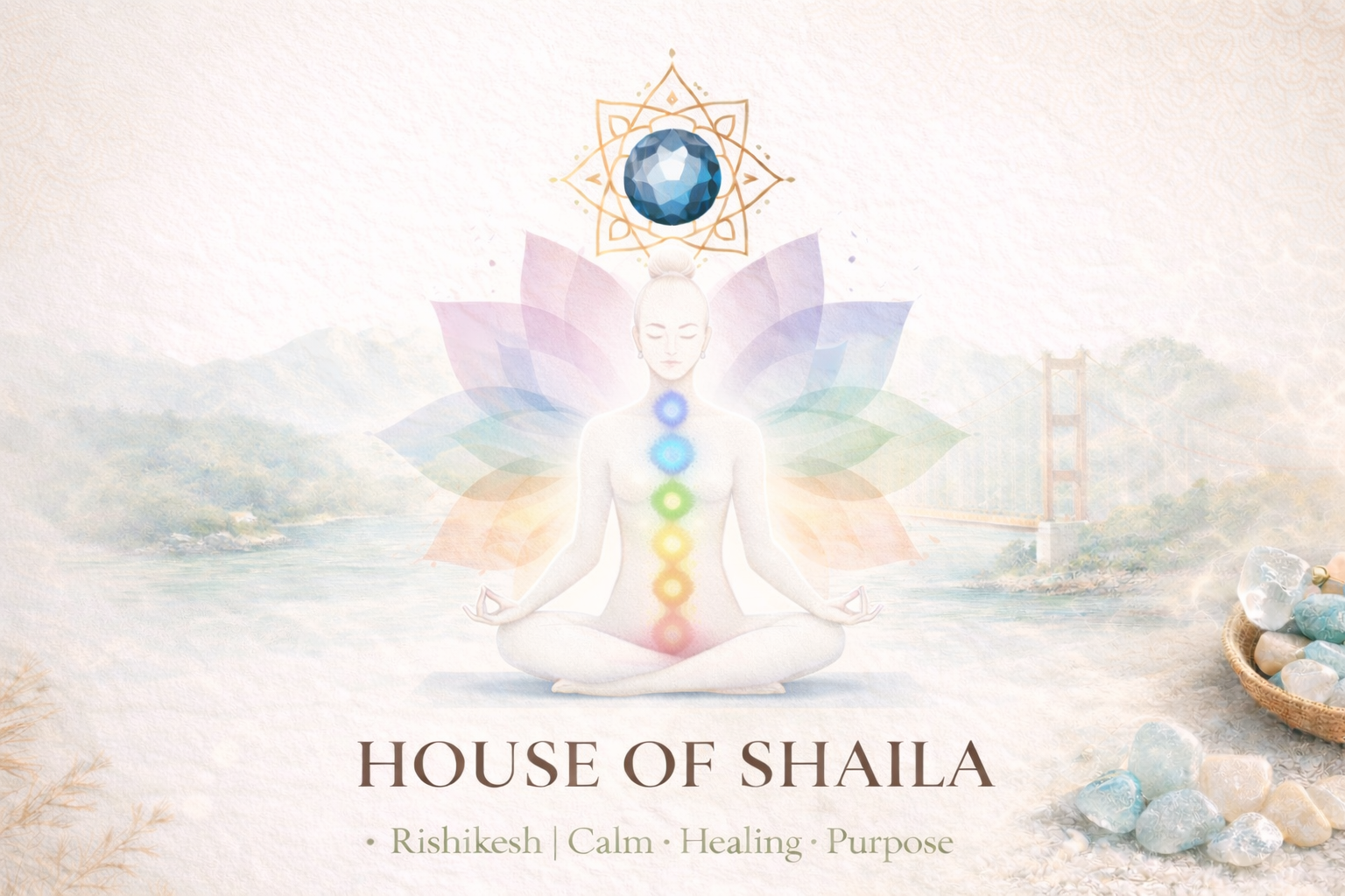 Spiritual meditation and chakra healing with authentic gemstones.